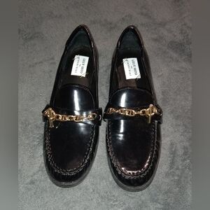 Lilly Sisto by Gianni Bini Black Loafers with Gold Detail